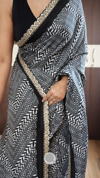 Ravisha munga silk saree Indian saree abstract pattern sarees blouse