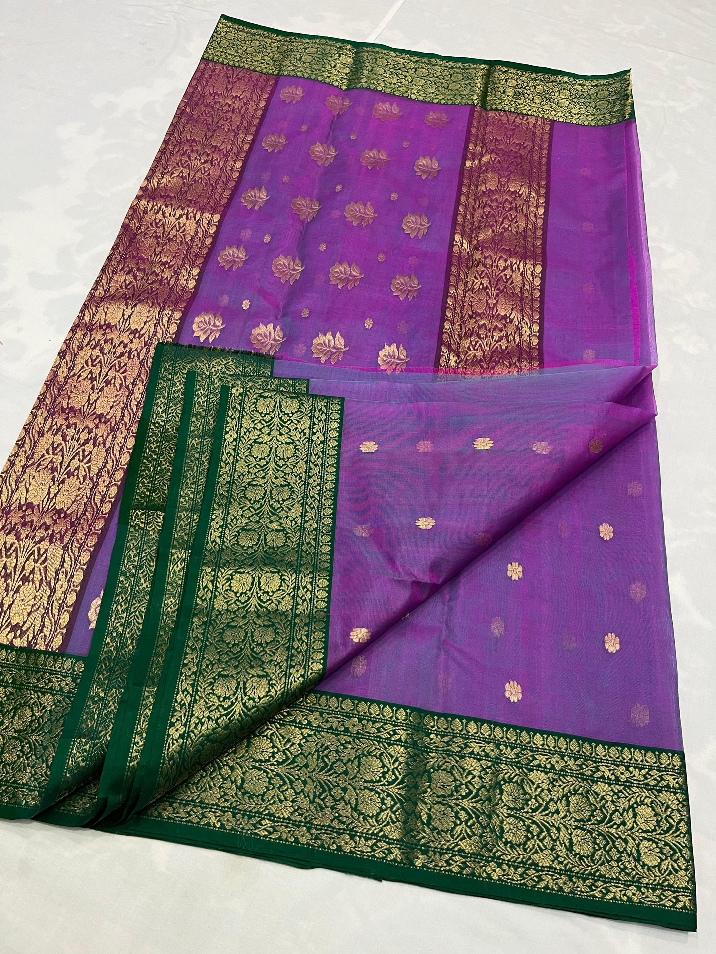 Purple Chanderi saree Indian sari blouse women sarees