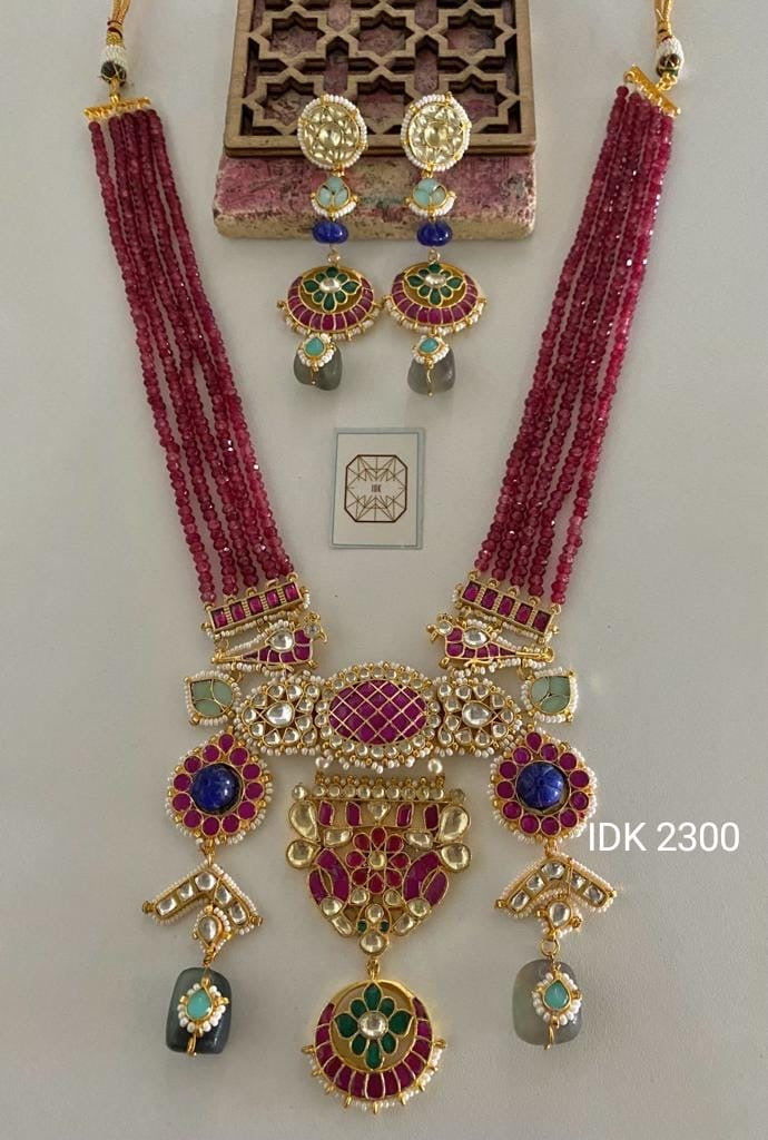 Lalina beaded pacchi Kundan Necklace Set