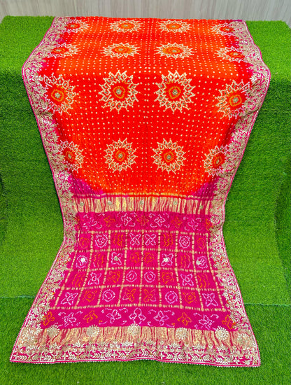 Handmade gajji silk saree gottapatti sari gharchola pallu sari