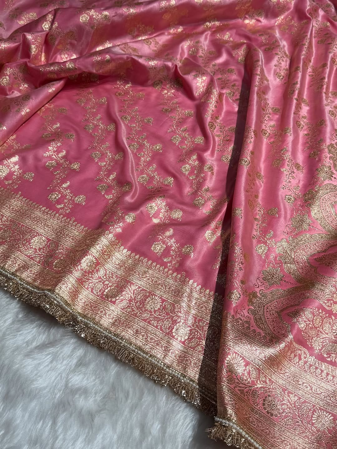 Pink Banarsi saree mashru Katan silk saree Indian sarees blouse