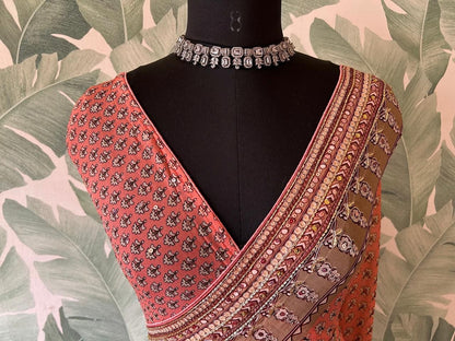 Premium gorgette saree handmade sari blouse