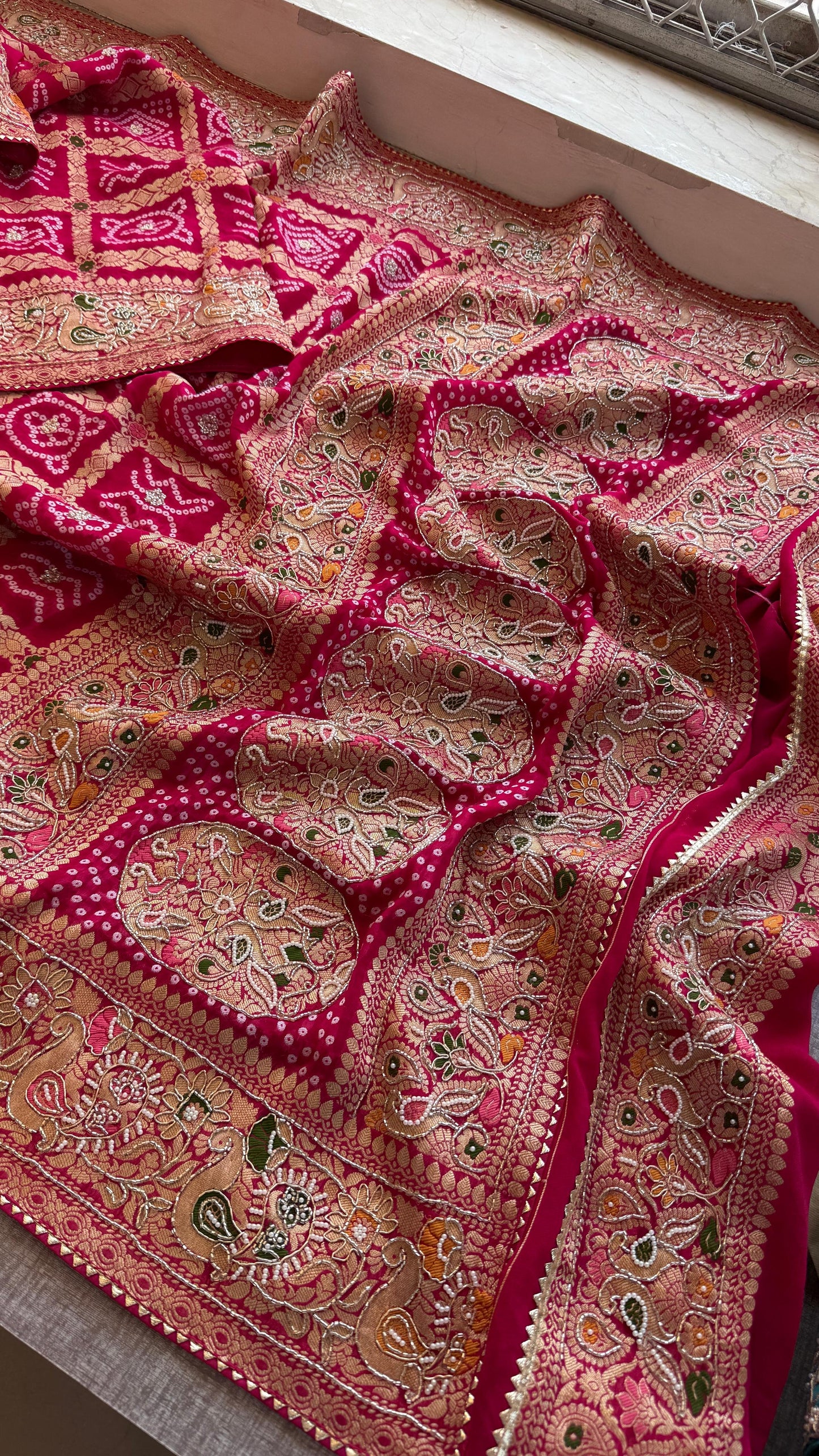 Nahisha khaddi Gorgette saree weaving sarees blouse