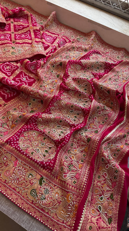 Nahisha khaddi Gorgette saree weaving sarees blouse