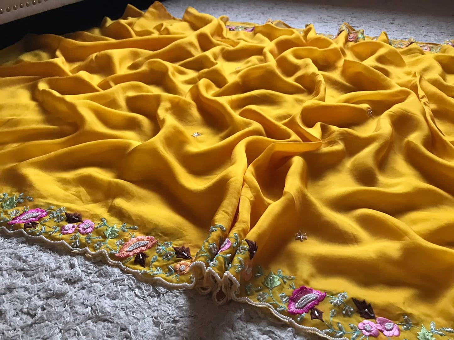 Yellow organza silk sarees