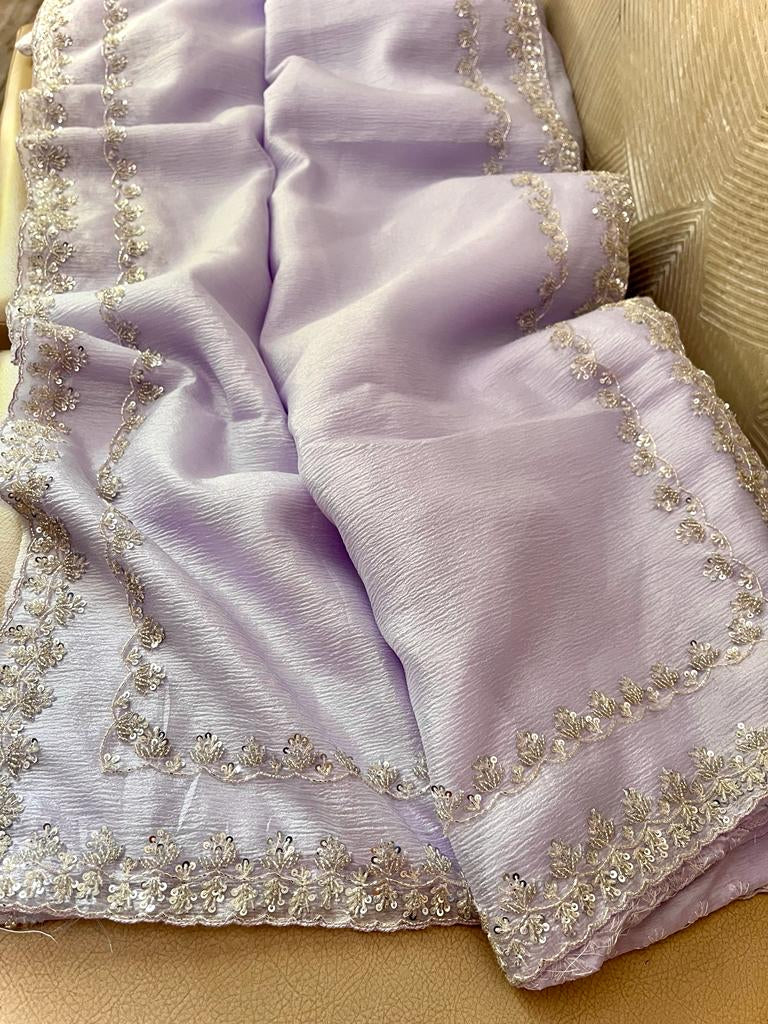 Limia tissue crush handwork sarees