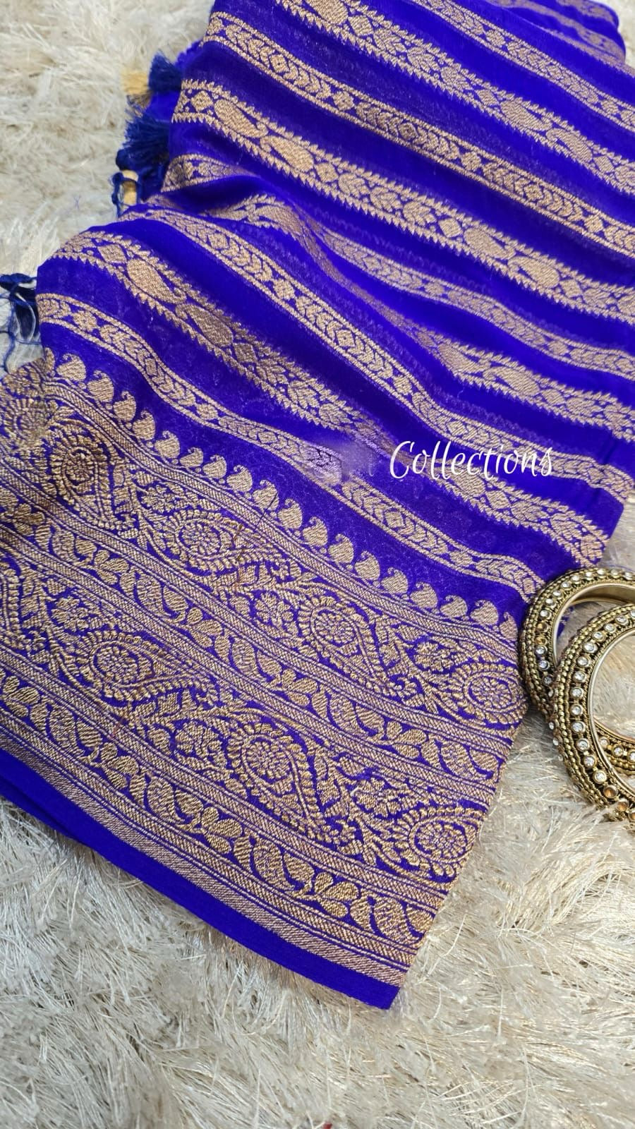 Blue Khaddi georgette saree Indian saree handwoven sari blouse