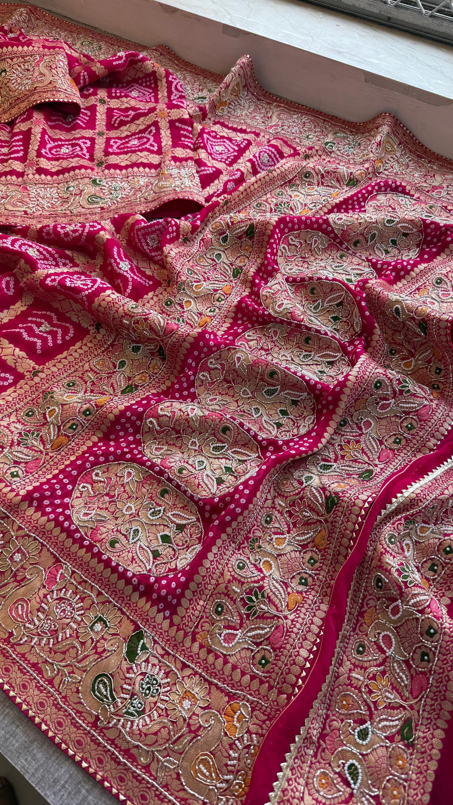 Nahisha khaddi Gorgette saree weaving sarees blouse