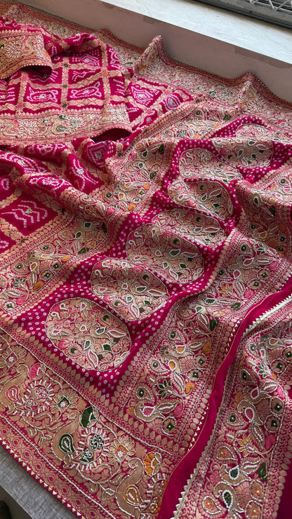 Nahisha khaddi Gorgette saree weaving sarees blouse