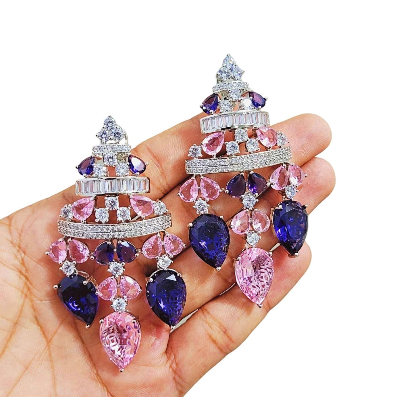 Dual colour stone earrings women earrings cocktail earrings