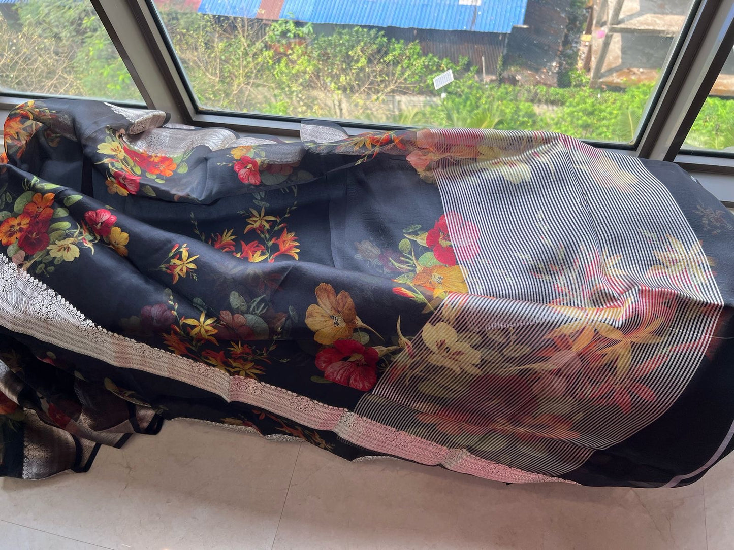 Organza saree floral saree partywear sari