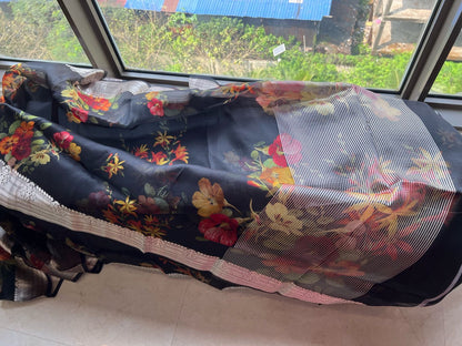 Organza saree floral saree partywear sari