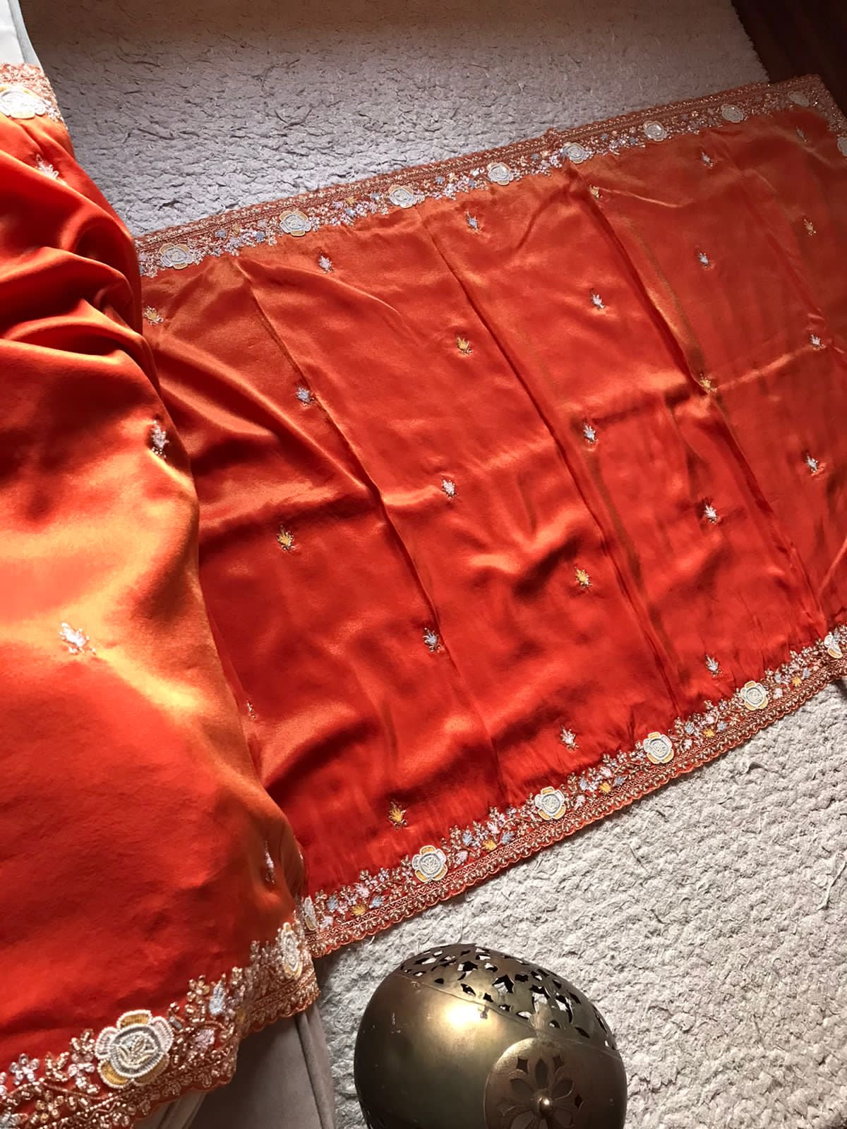 Orange Premium Shimmer Organza Tissue Silk Sarees