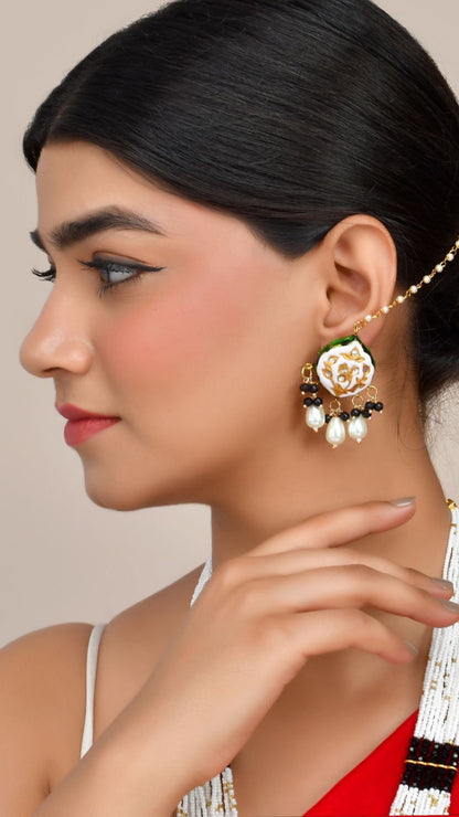 Meenakari pendant Necklace Set Pearl necklace set