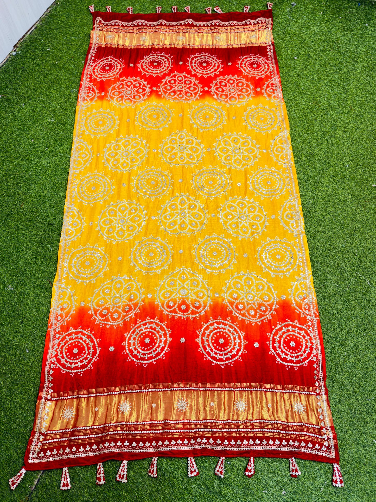 Yellow gajji silk dupatta handmade dupatta traditional dupatta