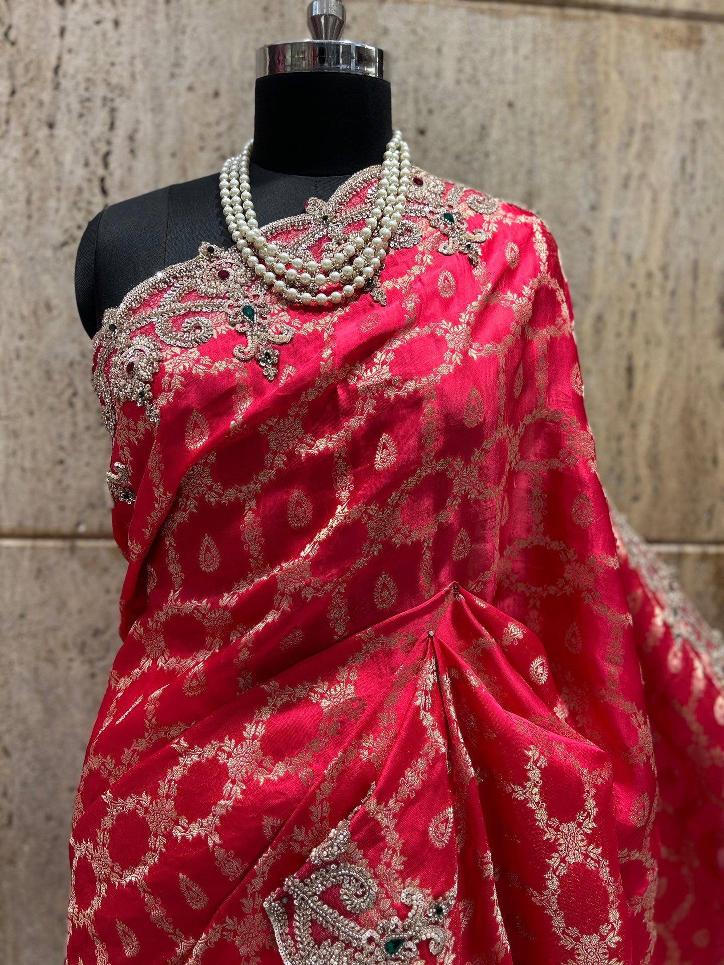 Pure dola silk saree Indian saree wedding sari blouse