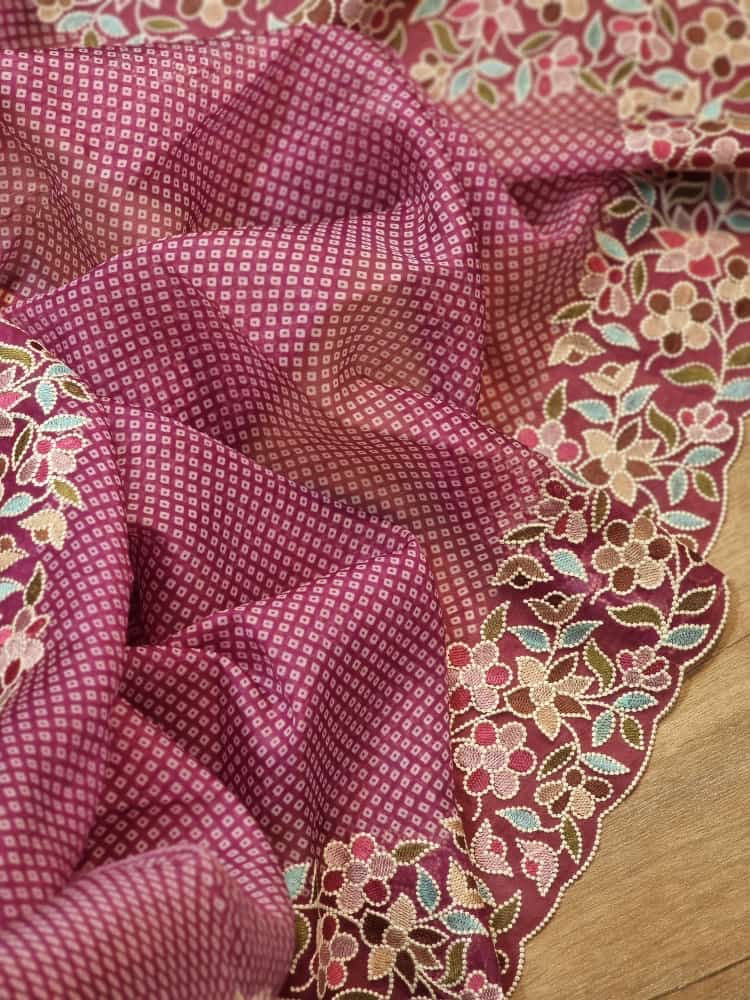 Bandhej printed organza silk sarees