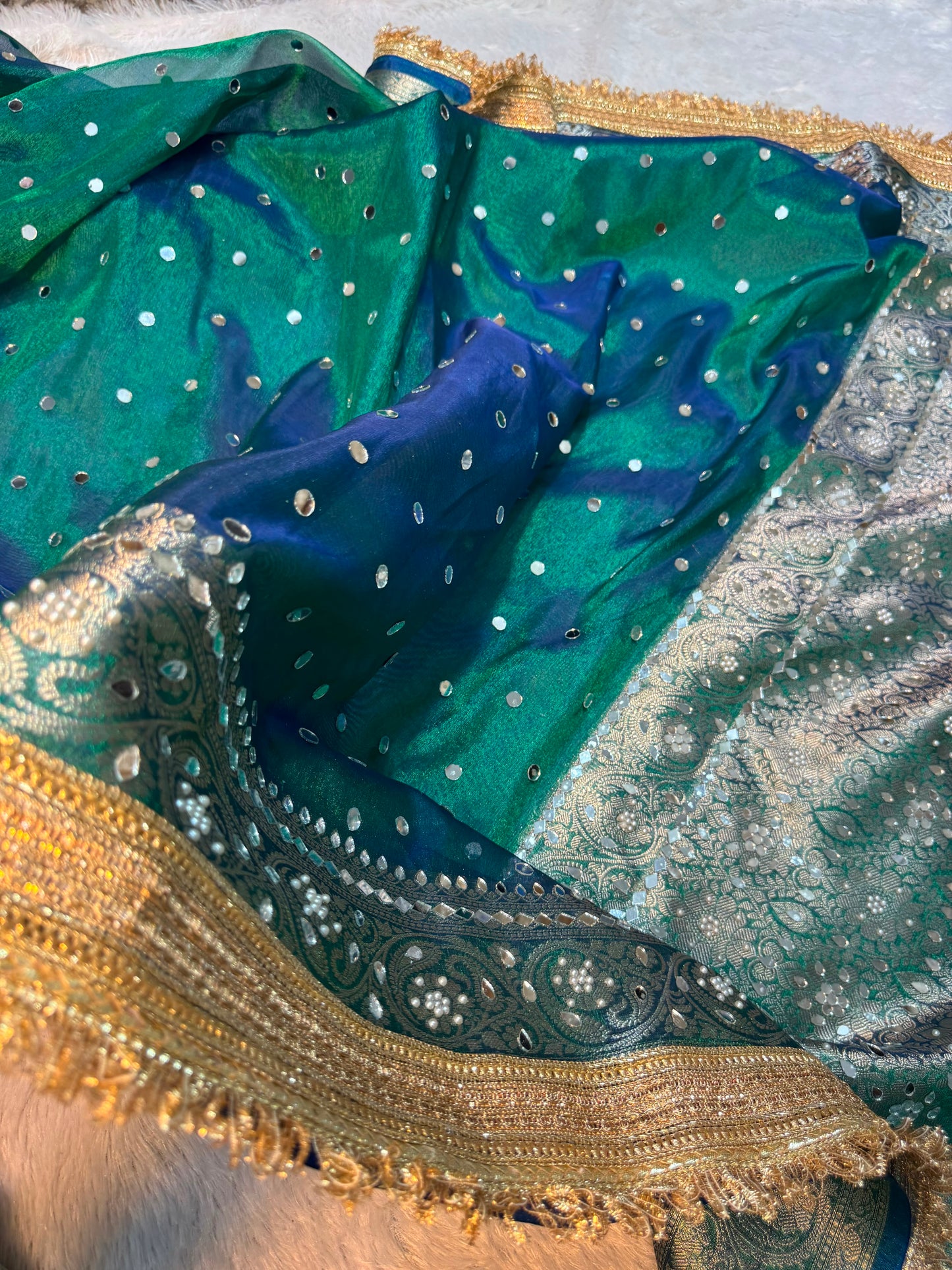 Maharani glass tissue saree banarsi soft silk saree Indian sari blouse