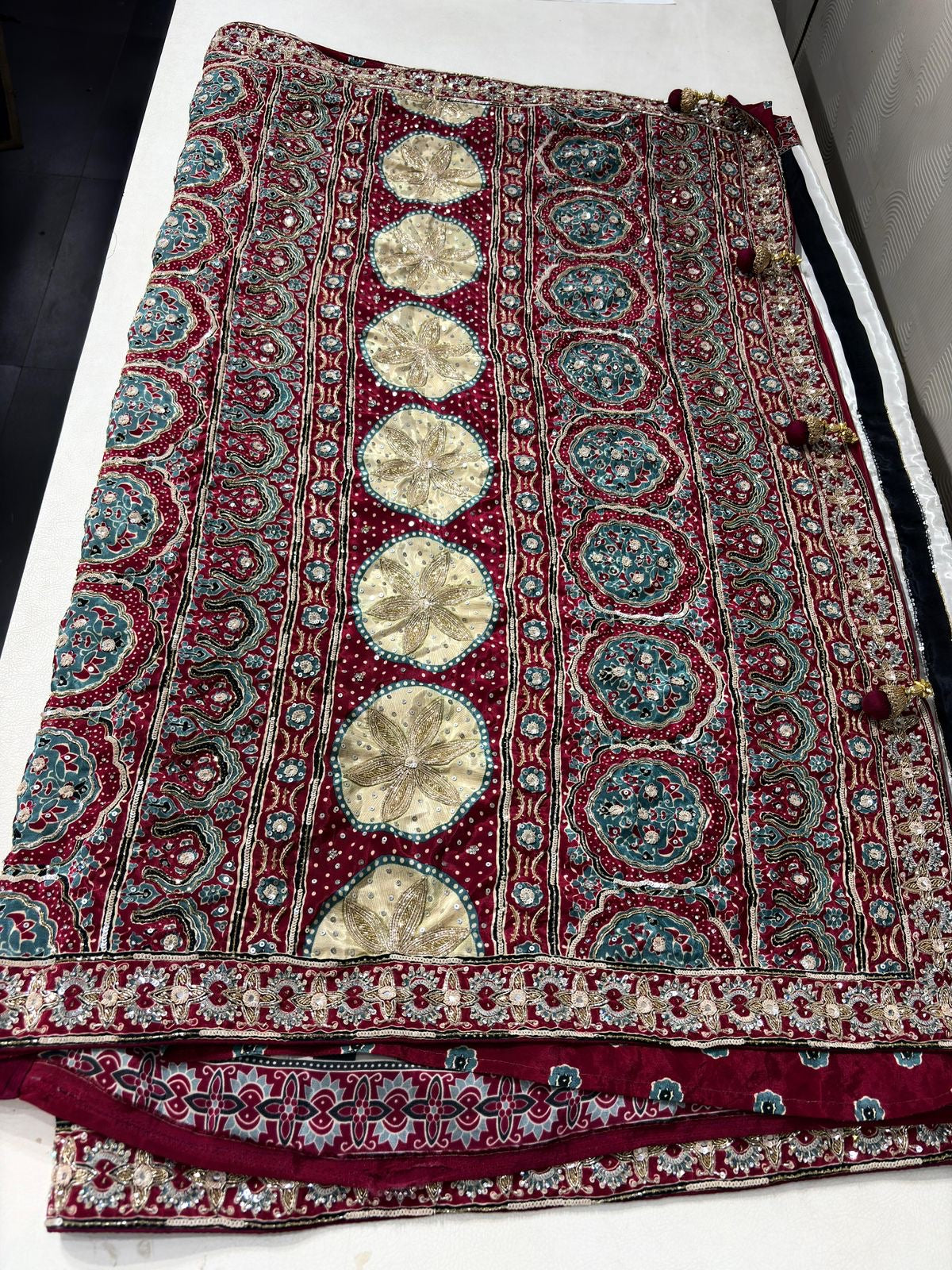 Ajrakh saree hand embroidery saree beautiful sari blouse