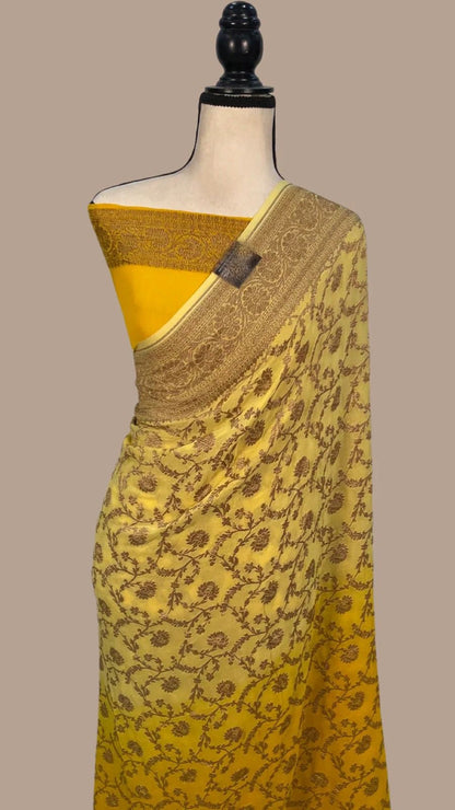 Harmaini khaddi gorgette saree