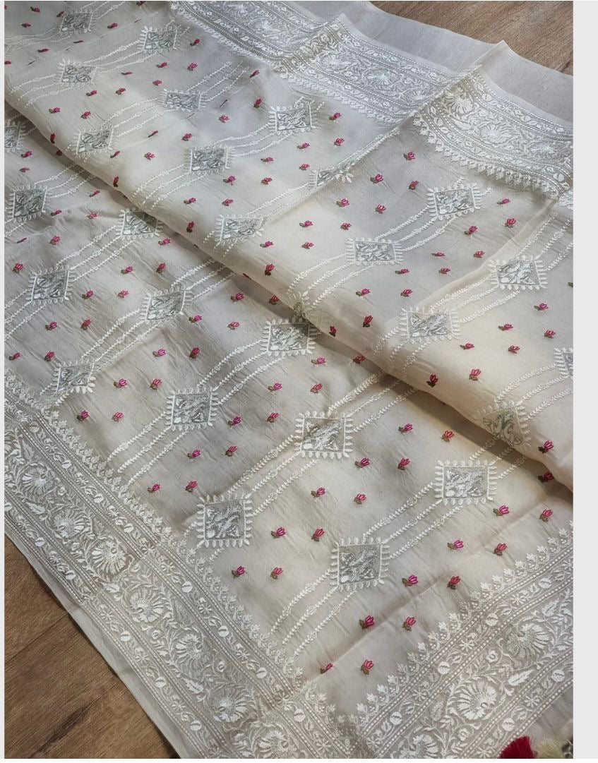 Laboni organza silk saree premium organza tassel sarees blouse