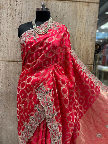 Pure dola silk saree Indian saree wedding sari blouse