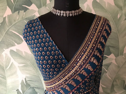Handmade gorgette silk saree embroidered sarees Indian sari blouse
