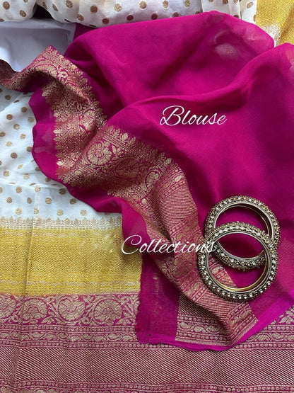 White khaddi georgette saree Indian sarees blouse