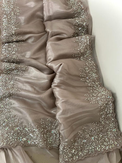 Zinita tissue organza saree partywear saree