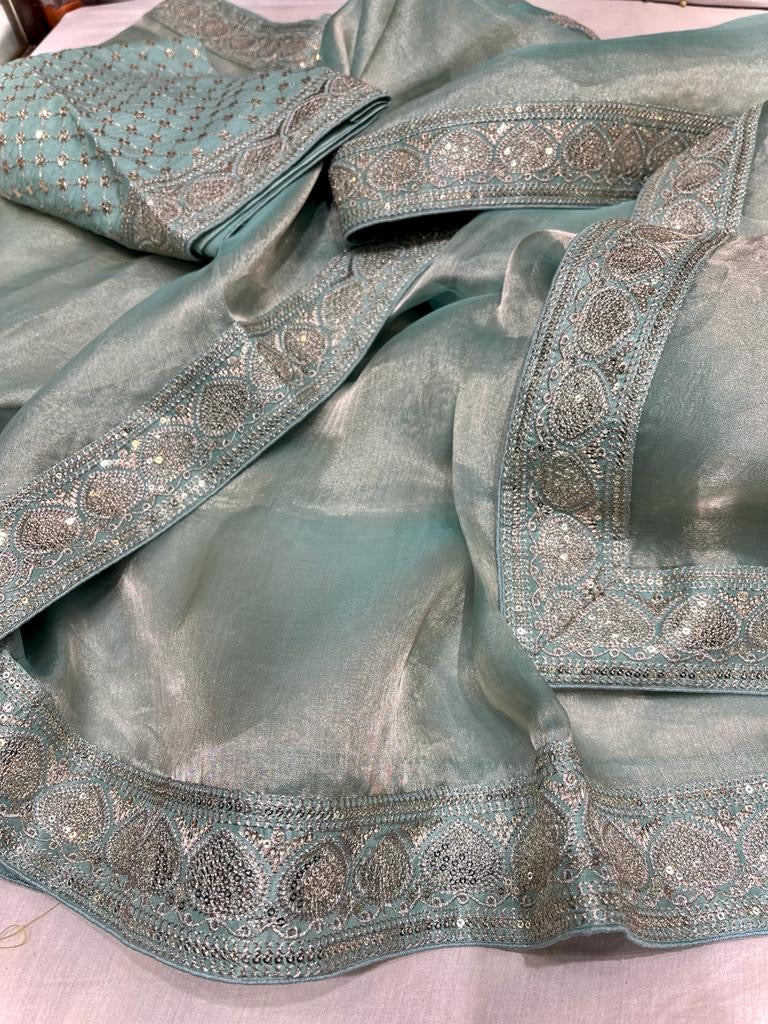 Inisha tissue Partywear saree women sari