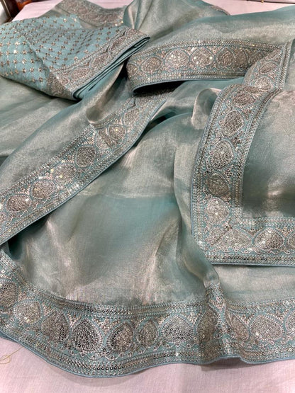 Inisha tissue Partywear saree women sari