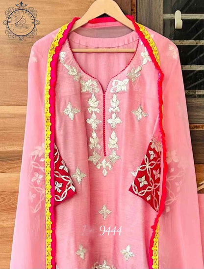 Silk designer inspired suit gotta Patti salwar suit Indian traditional suit