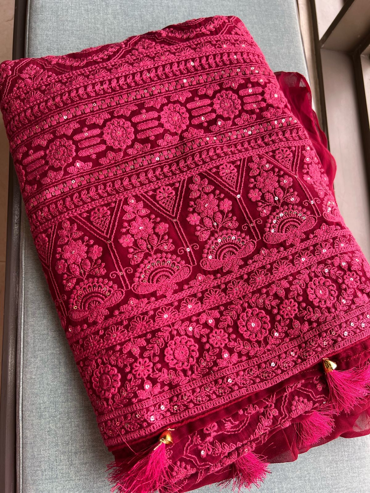 Avesha Chikankari saree Gorgette saree blouse