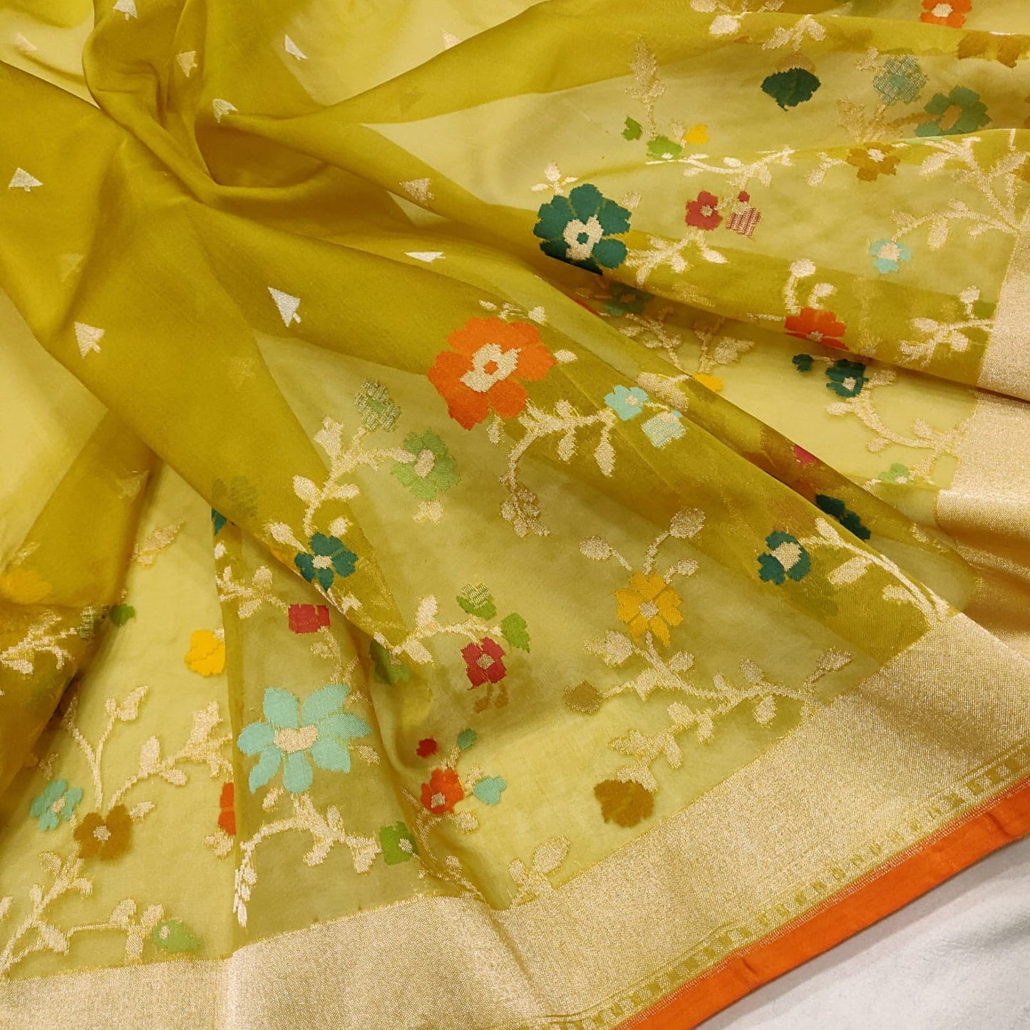 Yellow kora jamdani saree Ekta Ra saree exclusive sarees blouse