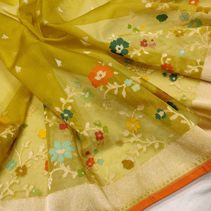 Yellow kora jamdani saree Ekta Ra saree exclusive sarees blouse