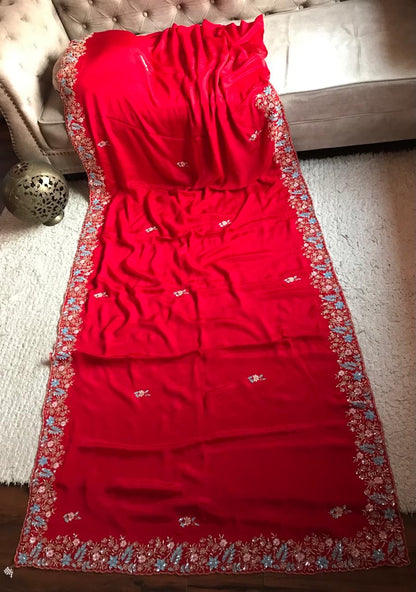 Rich Red Wedding Saree luxury saree women sarees