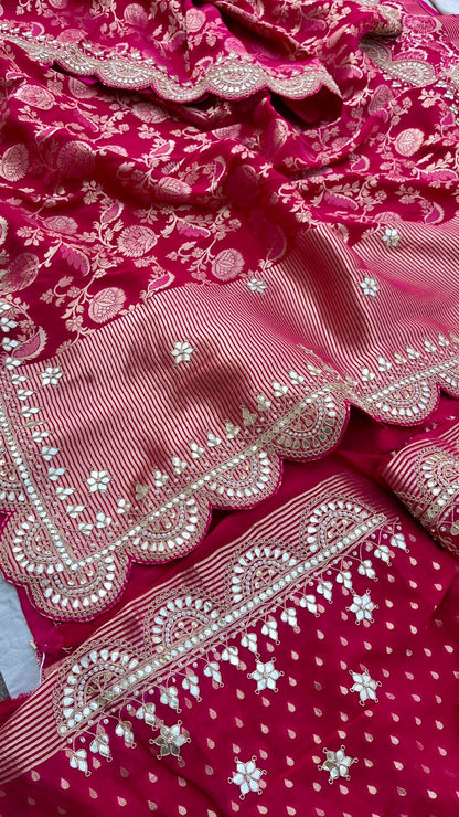Sultana khaddi Gorgette saree gottapatti sari