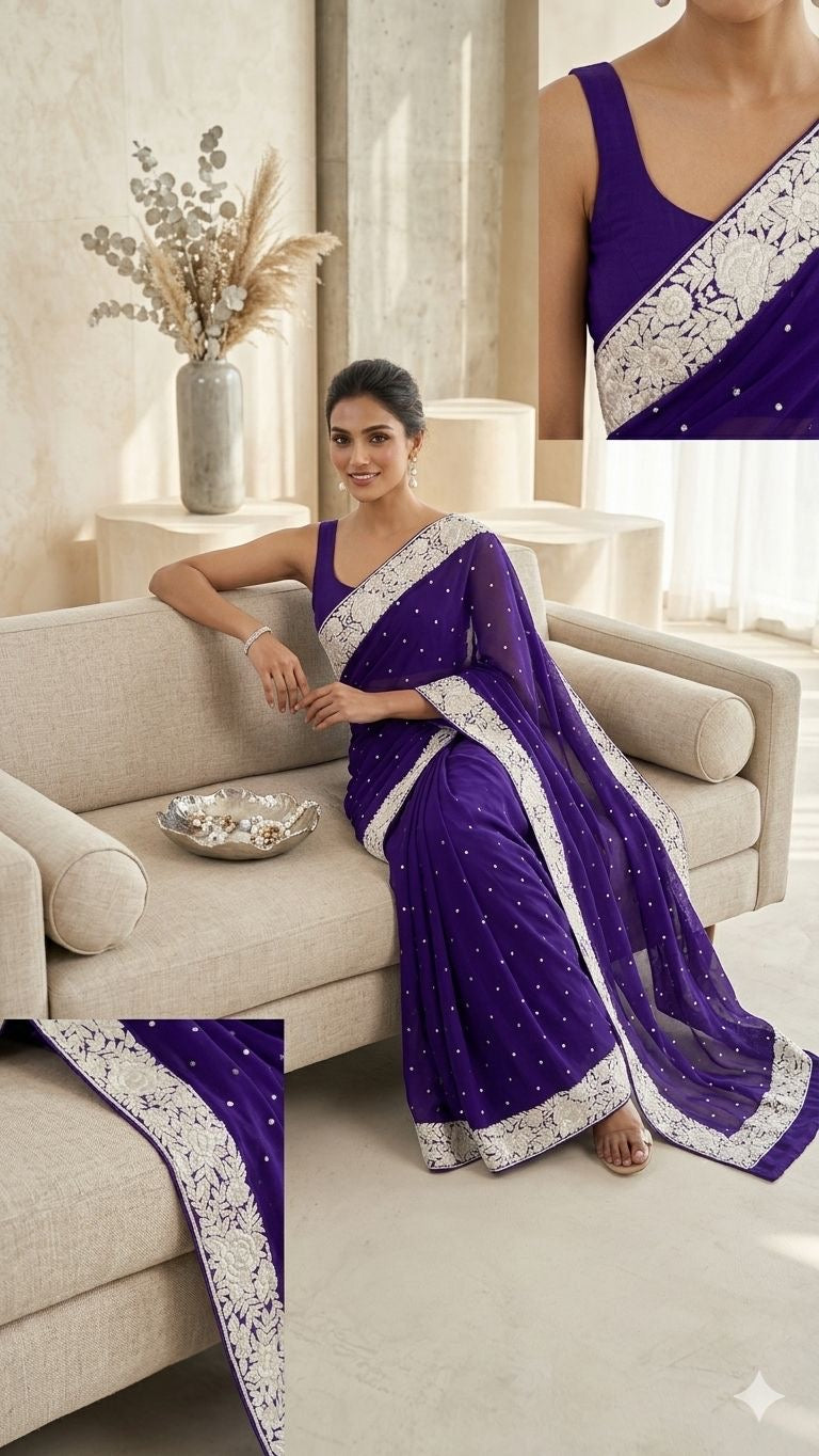 Parsi border saree gorgette sarees Indian sari blouse
