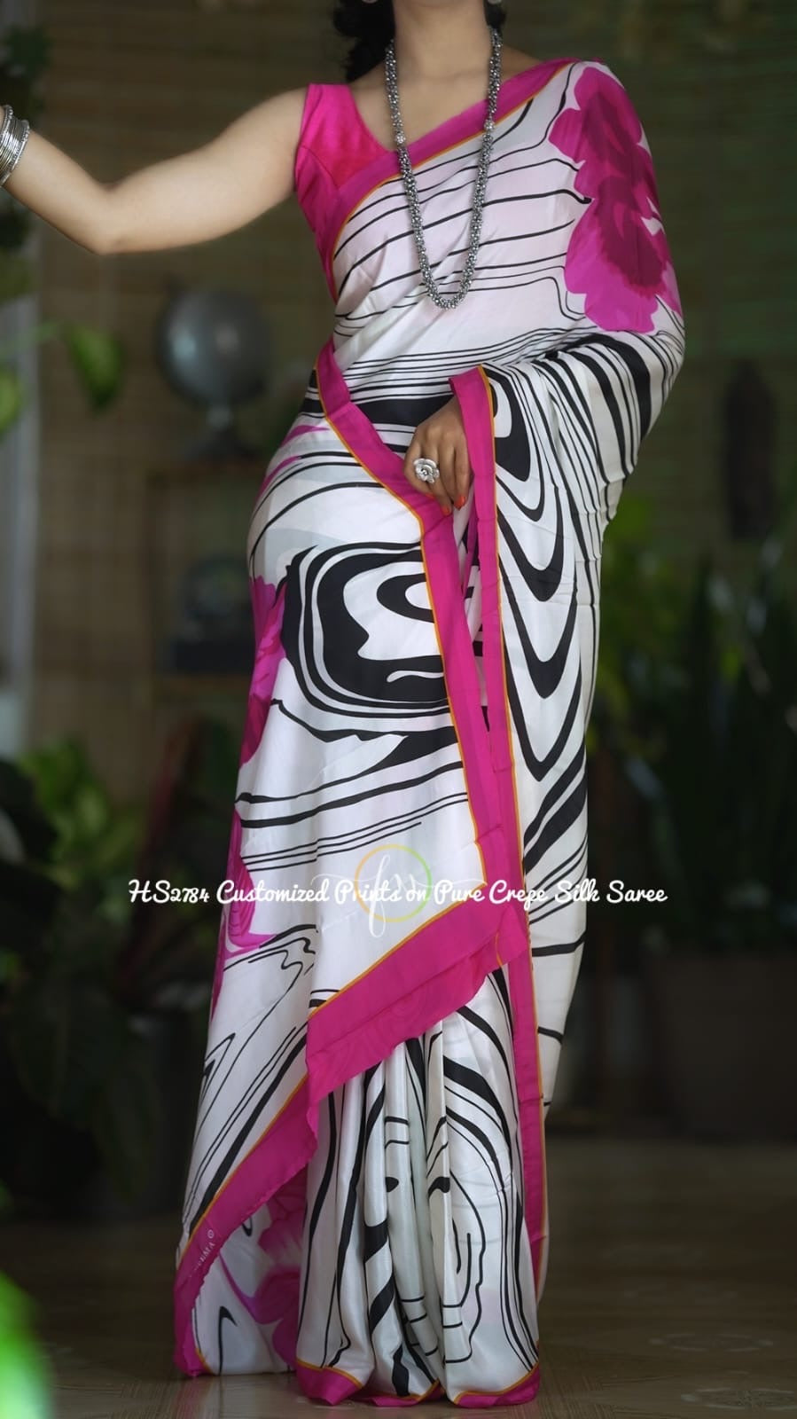 Stylish Black White Saree Trendy Sari