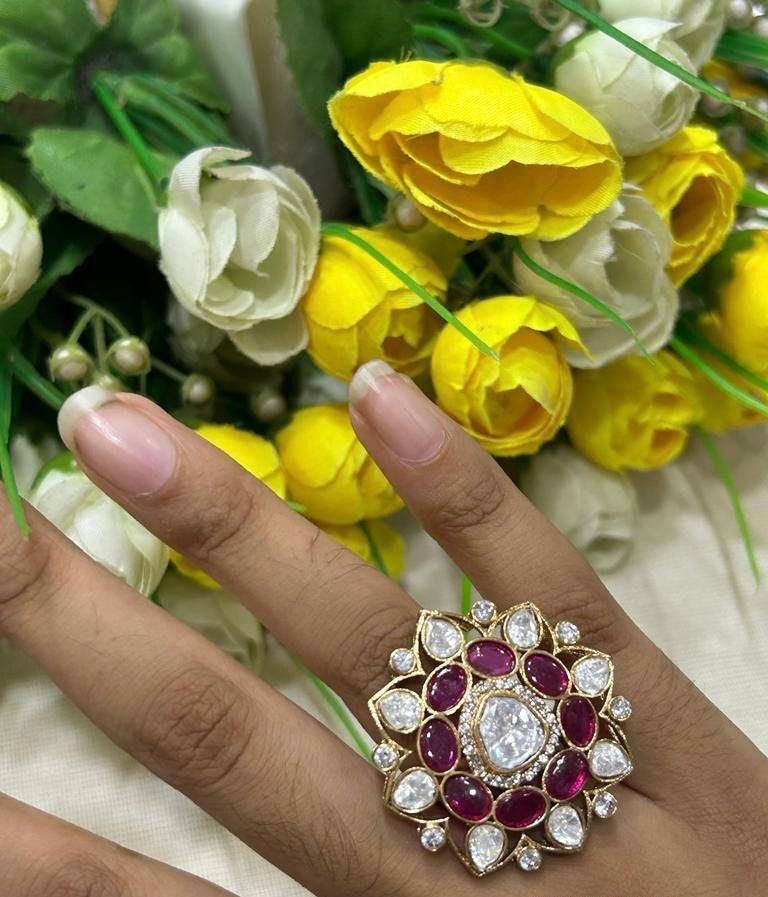 Raima Kundan Statement Rings