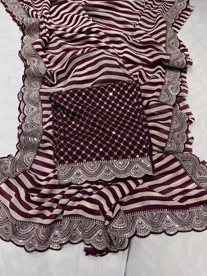 Zenita Gorgette Saree Indian saree partywear sari