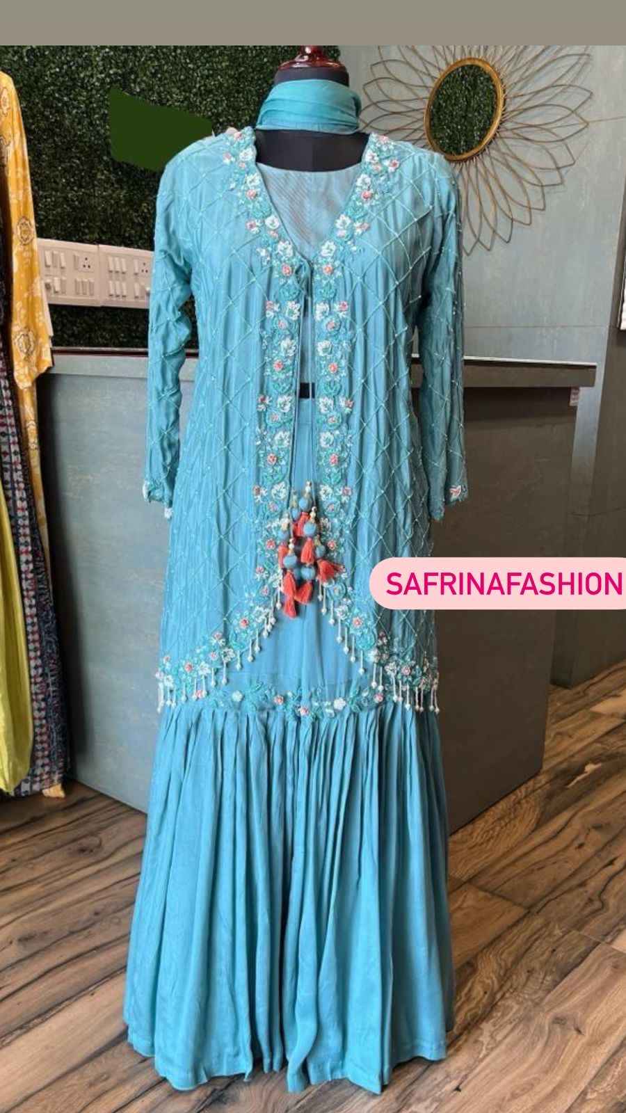 Firoza blue Indowestern Dress Women Dress