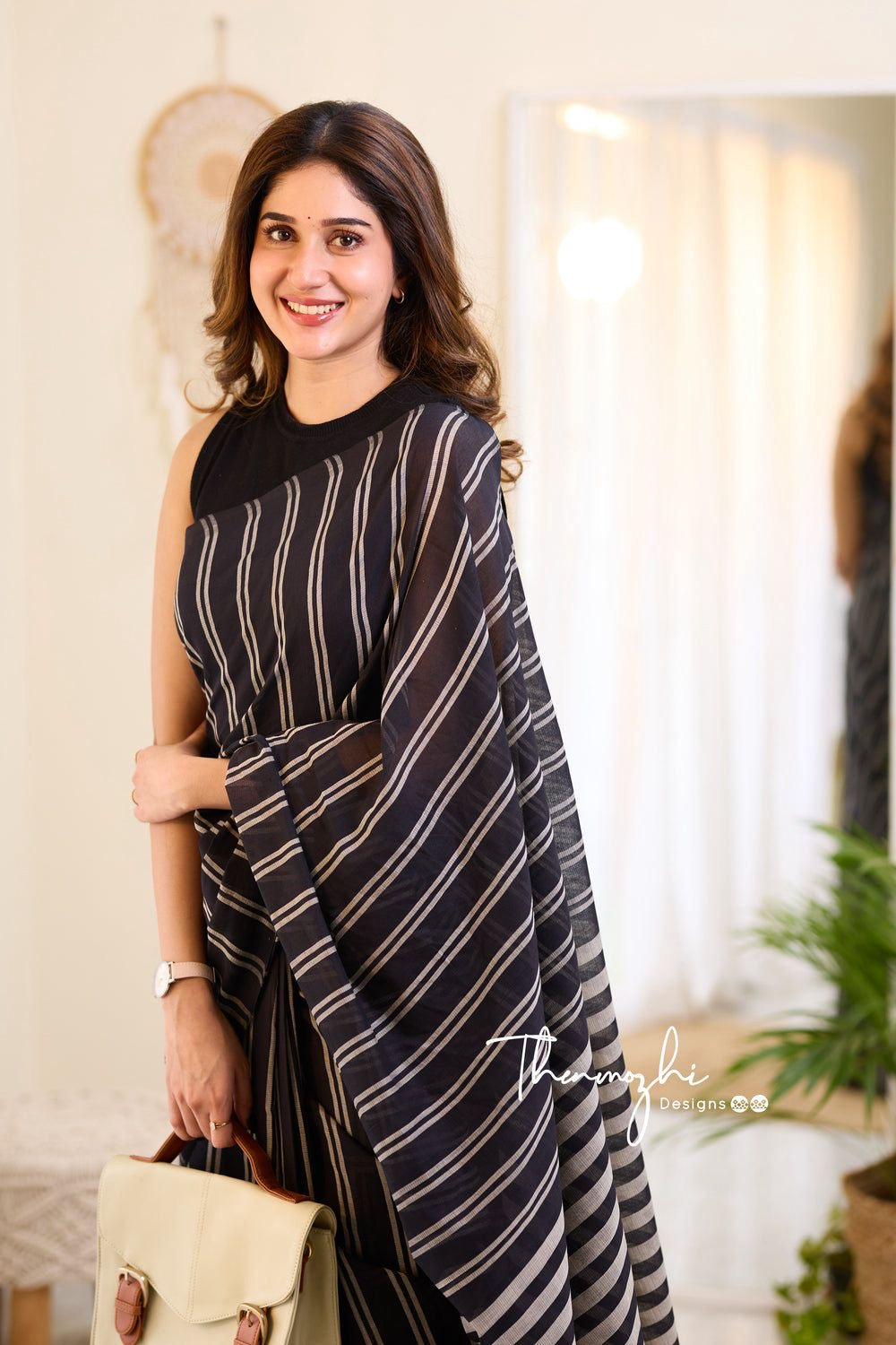 Striped saree Chanderi saree Indian sari blouse