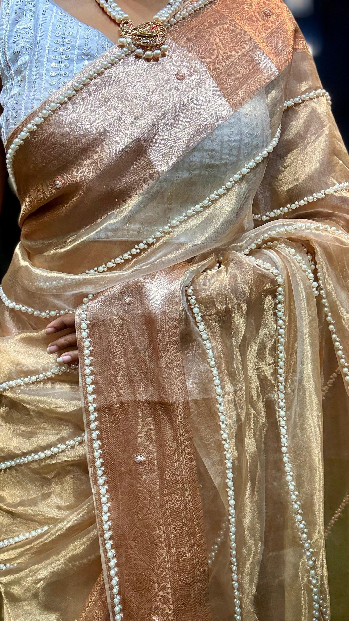 Banarsi gold tissue saree Indian sarees wedding sari blouse