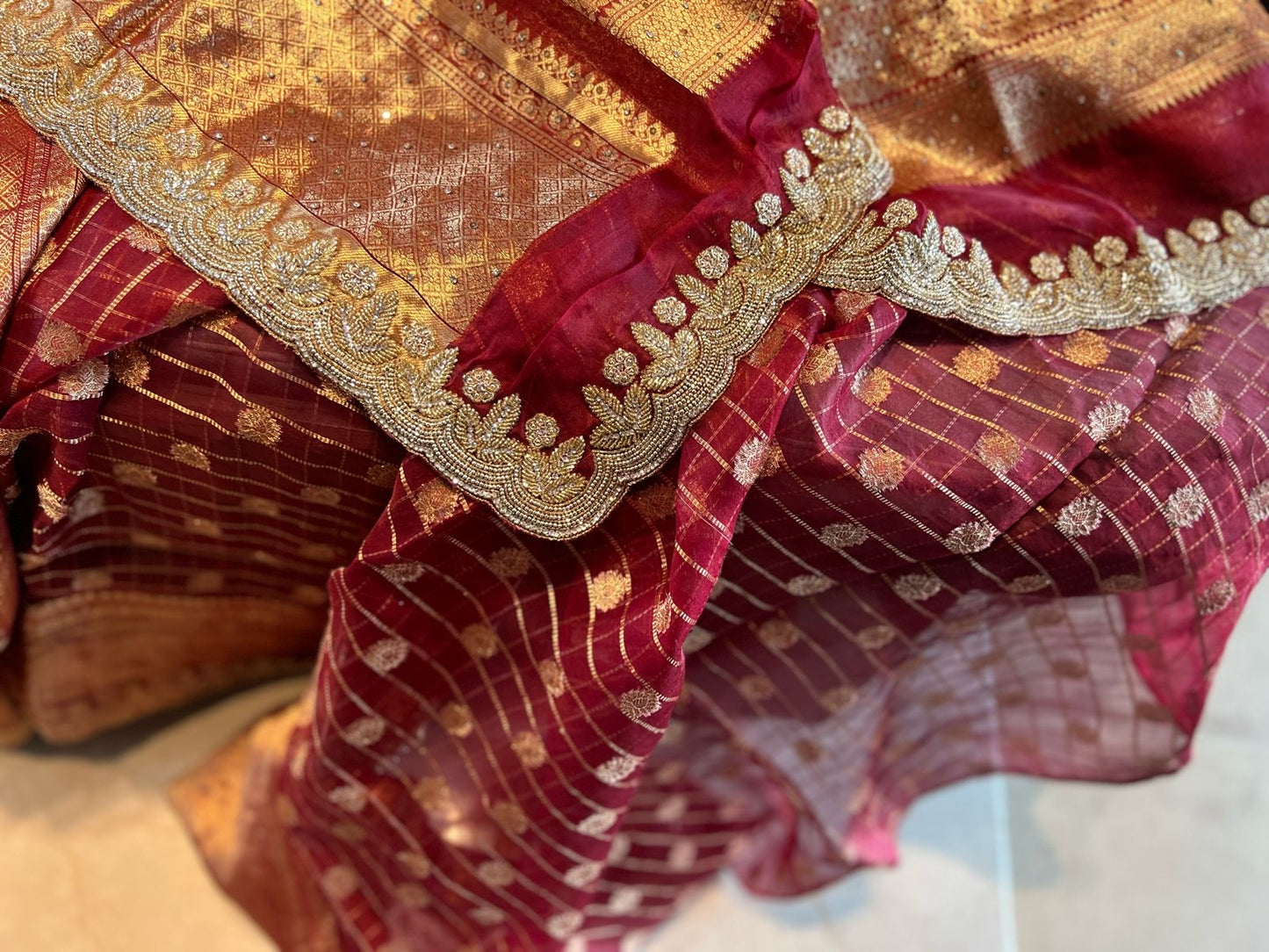 Wedding Inspired Zardosi Saree Embroidered Saree blouse