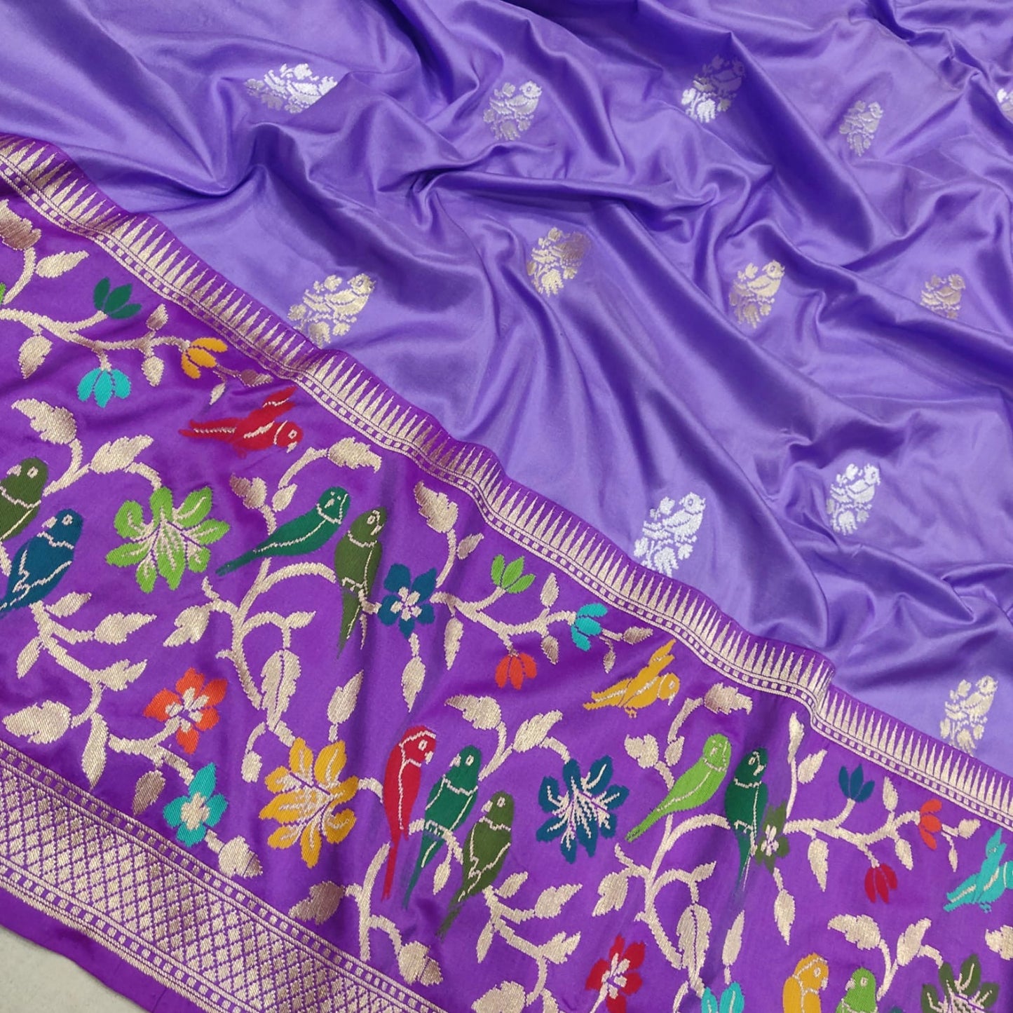 Purple Katan silk saree handwoven sarees blouse