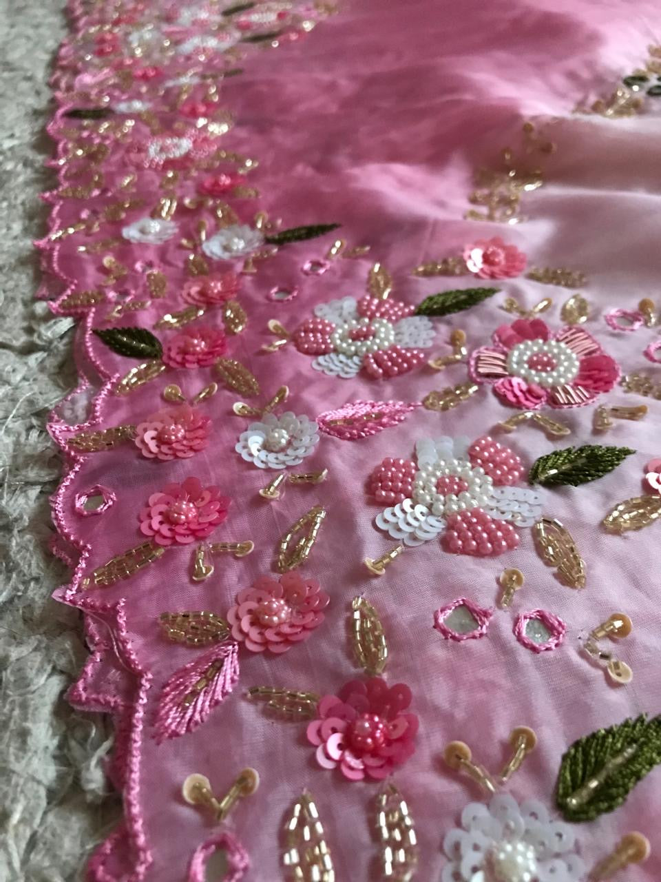 Premium ombre satin organza silk saree women sari blouse