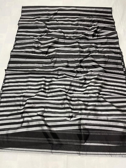 Striped saree Chanderi saree Indian sari blouse