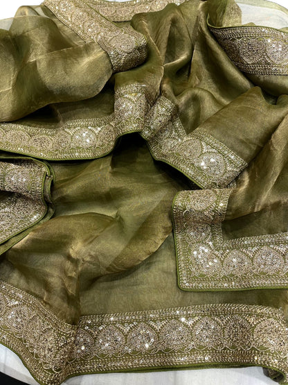 Sequence tissue organza sarees beautiful saree