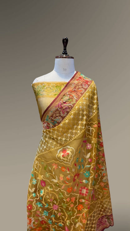 Handmade kora saree jamdani tilfi saree Indian sari blouse